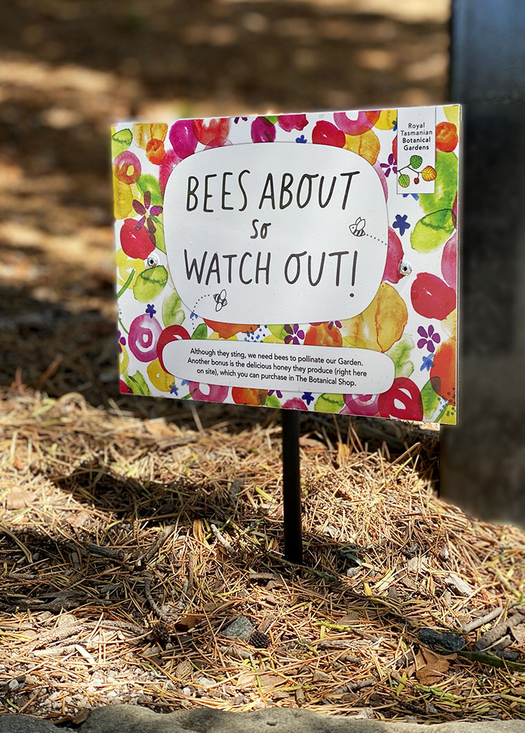 Royal Tasmanian Botanical Gardens - Small signs - Bees